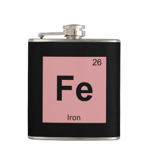 Fe - Iron Chemistry Periodic Table Symbol Element Hip Flask