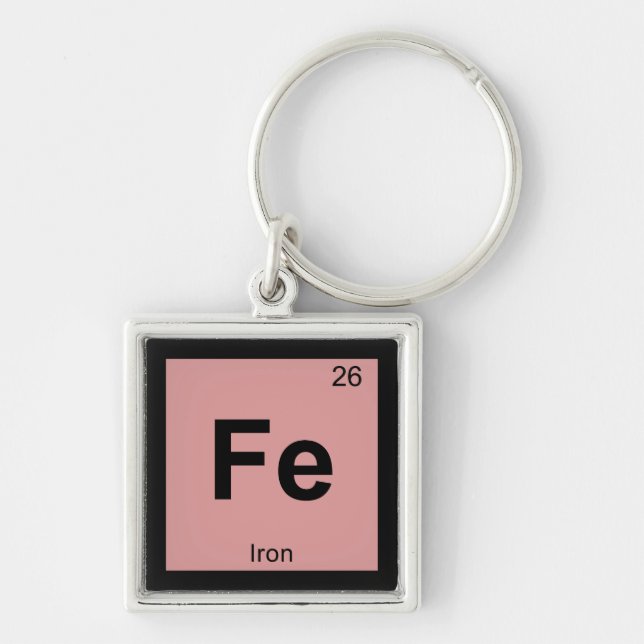Fe - Iron Chemistry Periodic Table Symbol Element Key Ring (Front)