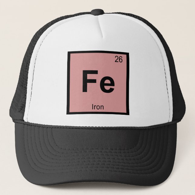 Fe - Iron Chemistry Periodic Table Symbol Element Trucker Hat (Front)