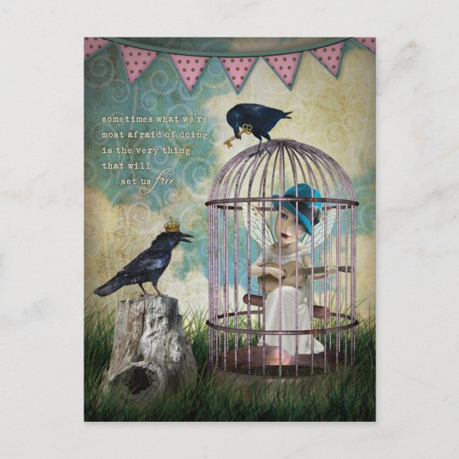 Fear and Freedom Inspirational Quote Postcard (Front)