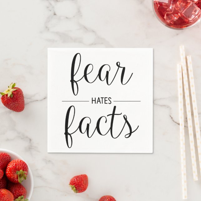 Fear Hates Facts Script | 12 Step Recovery Slogan Napkin (Insitu)