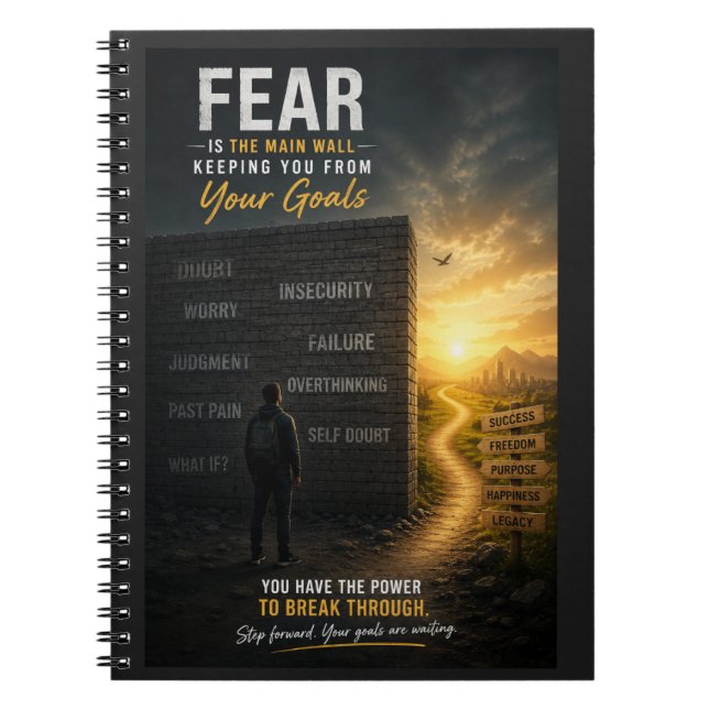 Fear Is the Main Wall Keeping You from Your Goals Notebook (Front)