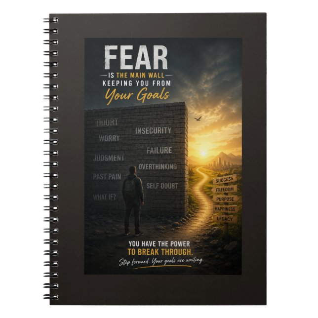 Fear Is the Main Wall Keeping You from Your Goals Notebook (Front)