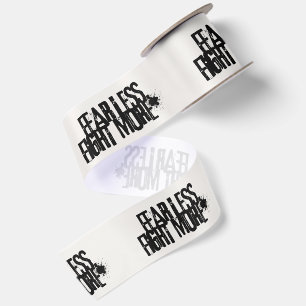 Fear Less. Fight More. Neutral Beige And Black Satin Ribbon