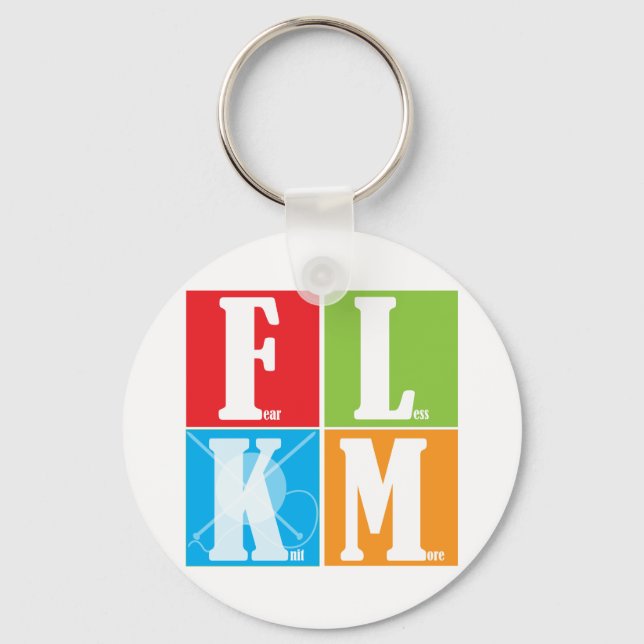 Fear Less Knit More Key Ring (Front)