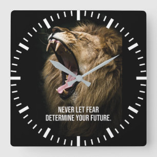 Fear - Lion Motivational Square Wall Clock