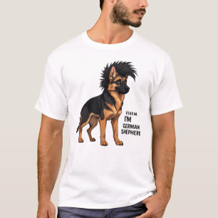 Fear Me I'm a German Shepherd   Punk Mohawk Dog T-Shirt