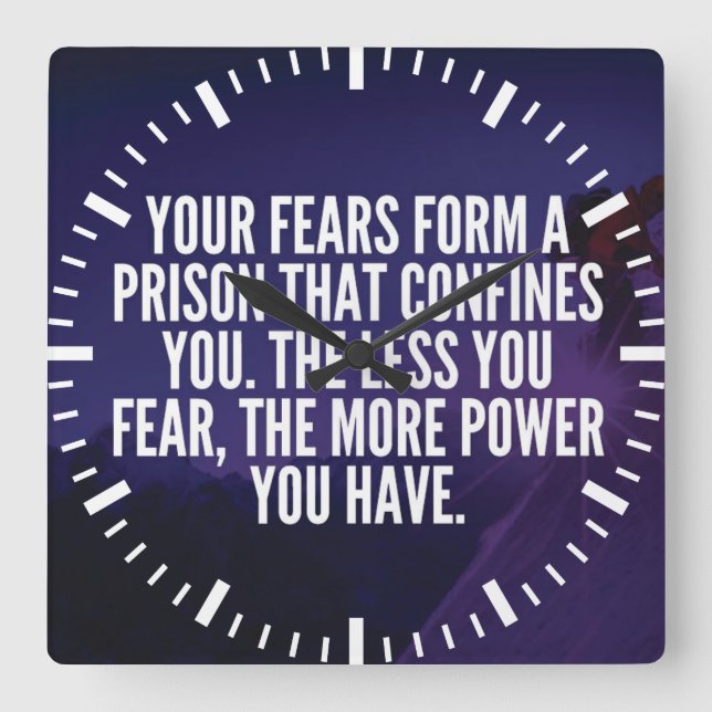 FEAR - Motivational Square Wall Clock (Front)