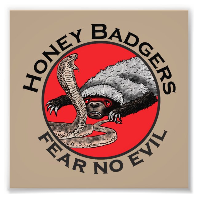 Fear no Evil Badass Honey Badger Red Animal Art Photo Print (Front)