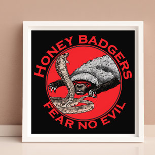Fear no Evil Badass Honey Badger Red Animal Art Photo Print
