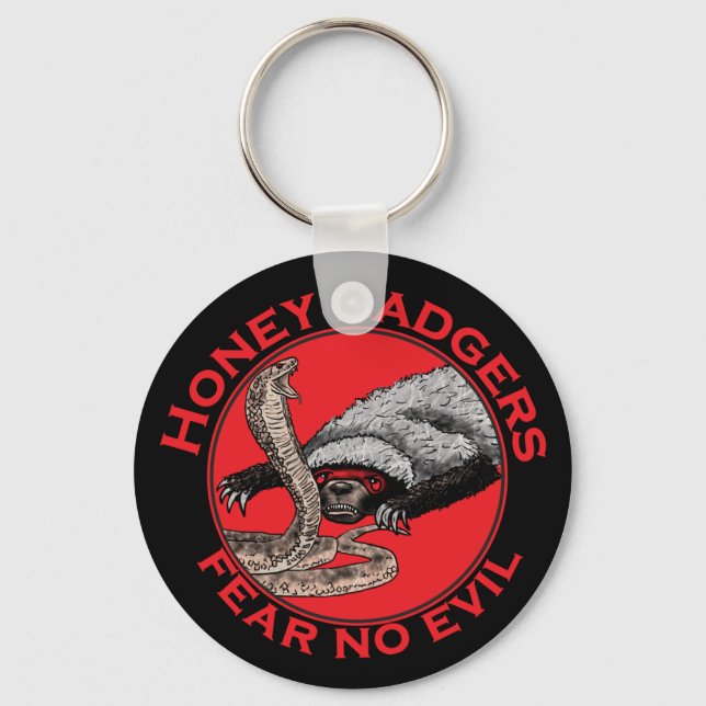 Fear no Evil Badass Honey Badger Snake Animal Art Key Ring (Front)