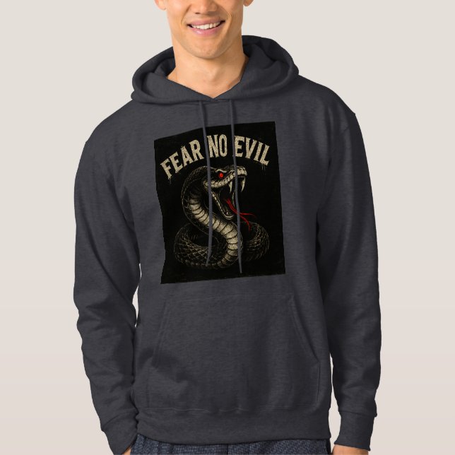 FEAR NO EVIL – Fierce Black Cobra Snake Graphic  Hoodie (Front)