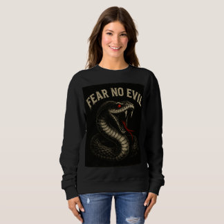 FEAR NO EVIL – Fierce Black Cobra Snake Graphic Sweatshirt