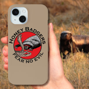 Fear No Evil Honey Badger Funny Animal Red Design iPhone 15 Case