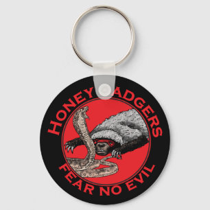 Fear No Evil Honey Badger Funny Animal Red Design Key Ring