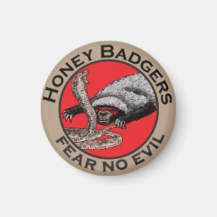 Fear No Evil Honey Badger Funny Animal Red Design Magnet