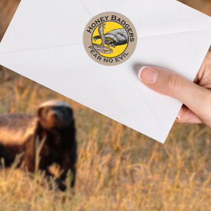 Fear No Evil Honey Badger Snake Animal Art Design Classic Round Sticker