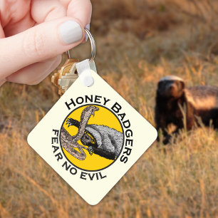 Fear No Evil Honey Badger Snake Animal Art Design Key Ring