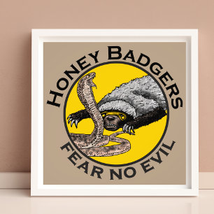 Fear No Evil Honey Badger Snake Animal Art Design Photo Print