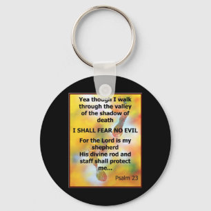 Fear No Evil Psalm Scripture spray painting Key Ring