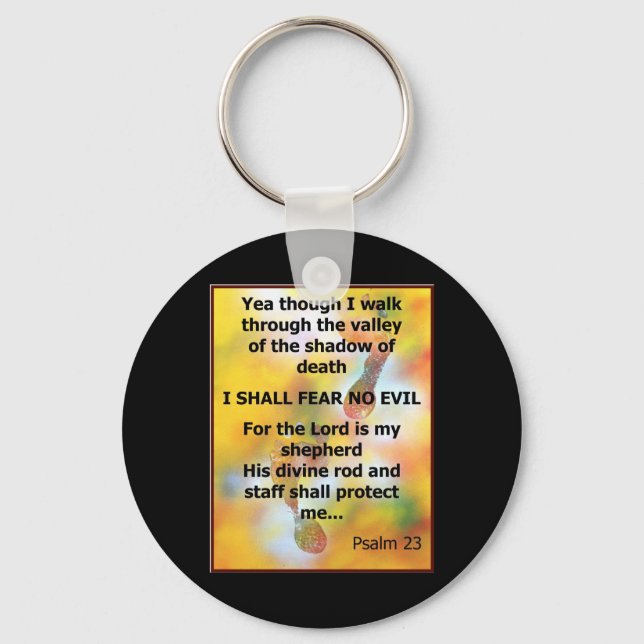 Fear No Evil Psalm Scripture spray painting Key Ring (Front)