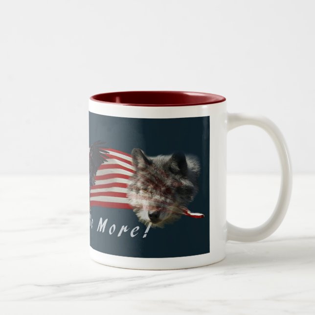"Fear No More" Eagle, Wolf, Bear & US Flag Mug (Right)
