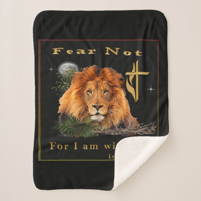 Fear Not for I am With thee Sherpa Blanket (Front)