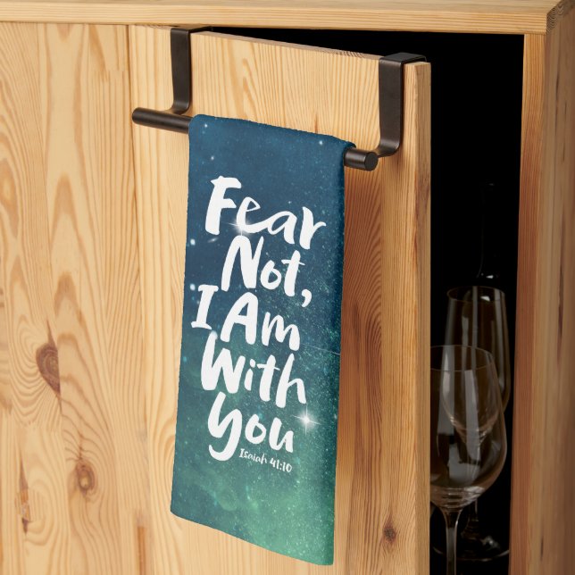 FEAR NOT, I AM with you Christian God Jesus Space Tea Towel (Thirds Fold)