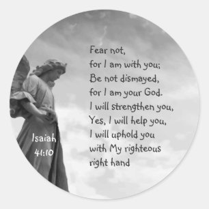 Fear Not, Isaiah Scripture Comforting Angel Classic Round Sticker
