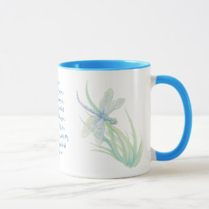 Fear Not, Isaiah Scripture Dragonfly Blue, Green Mug