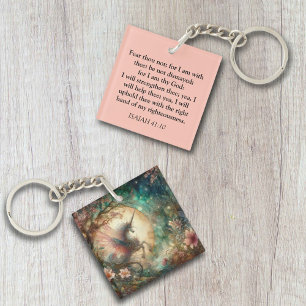 Fear Not Isaiah Scripture Verse Vintage Unicorn Key Ring