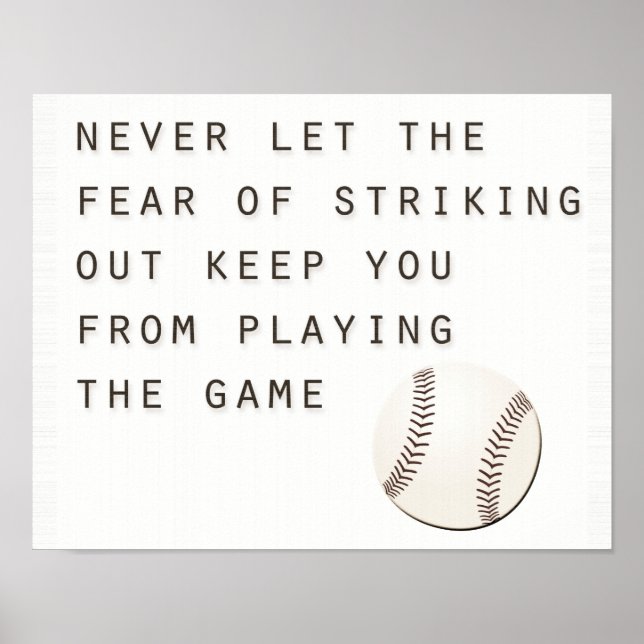 fear of striking out inspirational modern baseball poster (Front)