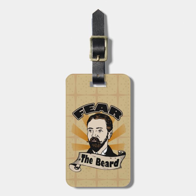 Fear the Beard, Funny Moustache Luggage Tag (Front Vertical)