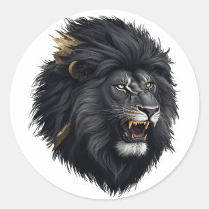 Fear, the black lion classic round sticker
