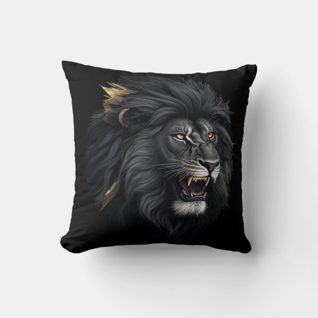 Fear, the black lion cushion (Front)