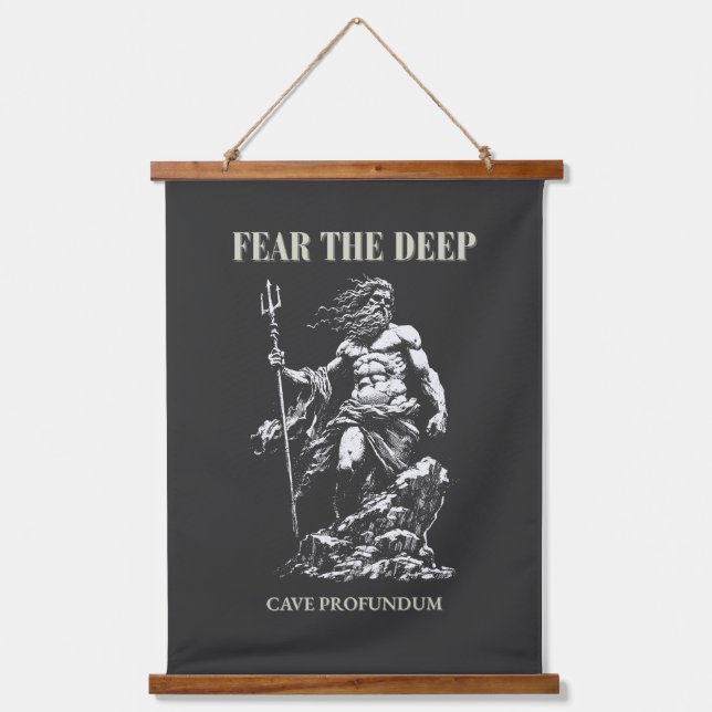 Fear the Deep – Poseidon Mythic  Hanging Tapestry (Front)