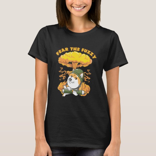 Fear The Fuzzy Dog Japanese Animal Shiba Inu T-Shirt (Front)