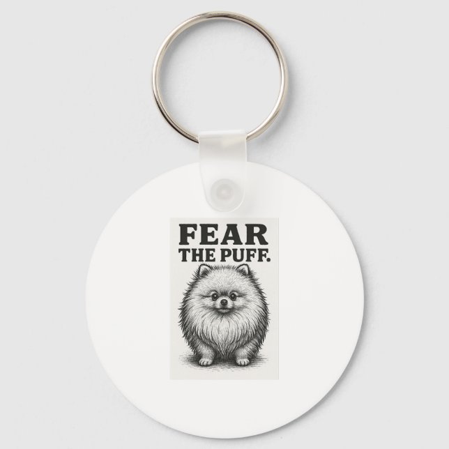 Fear The Puff � Hilarious Fluffy Dog Warning Key Ring (Front)