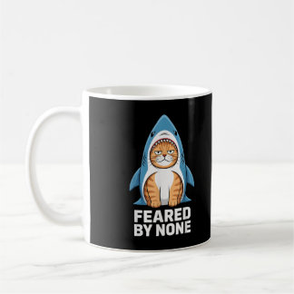 Feared By None Funny Cat in Shark Costume Humour Coffee Mug