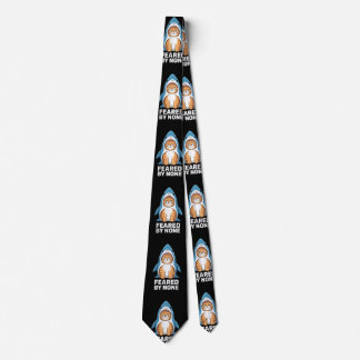 Feared By None Funny Cat in Shark Costume Humour Tie
