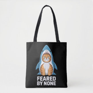 Feared By None Funny Cat in Shark Costume Humour Tote Bag