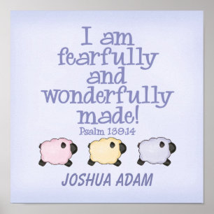 Fearfully and Wonderfully Made 12x12 Print - Blue