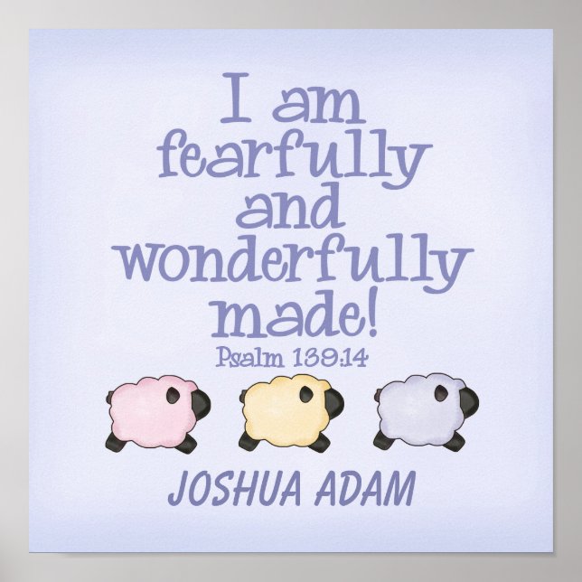 Fearfully and Wonderfully Made 12x12 Print - Blue (Front)