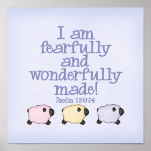 Fearfully and Wonderfully Made 12x12 Print - Blue