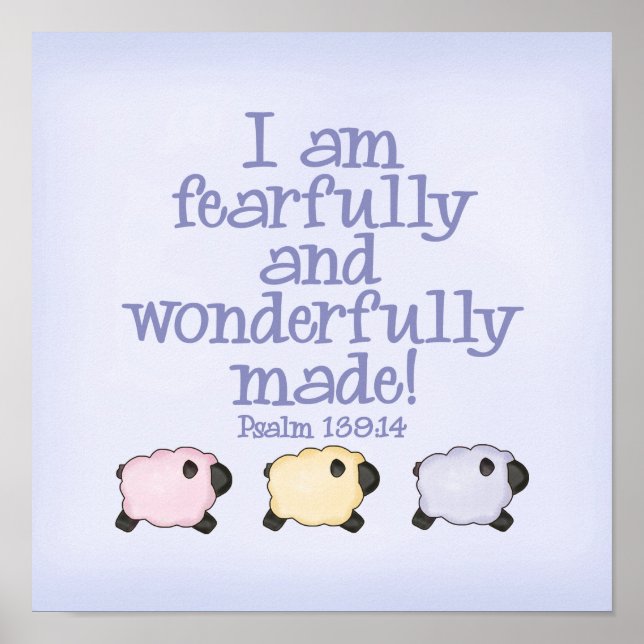Fearfully and Wonderfully Made 12x12 Print - Blue (Front)