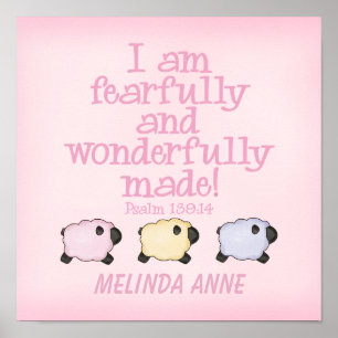 Fearfully and Wonderfully Made 12x12 Print - Pink