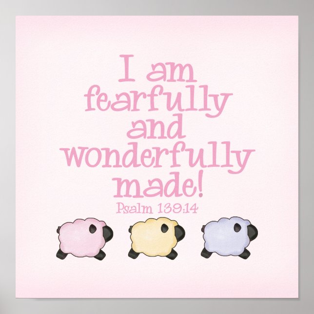 Fearfully and Wonderfully Made 12x12 Print - Pink (Front)