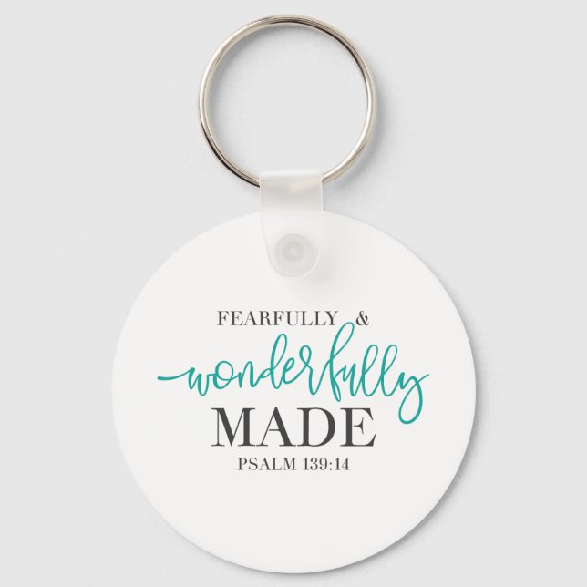 Fearfully and Wonderfully Made bible quote  Key Ring (Front)