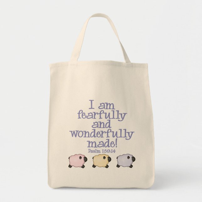 Fearfully and Wonderfully Made - Blue Tote Bag (Front)