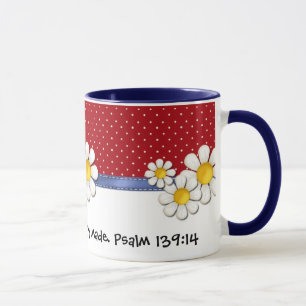 Fearfully and Wonderfully Made Denim Dots..Daisies Mug